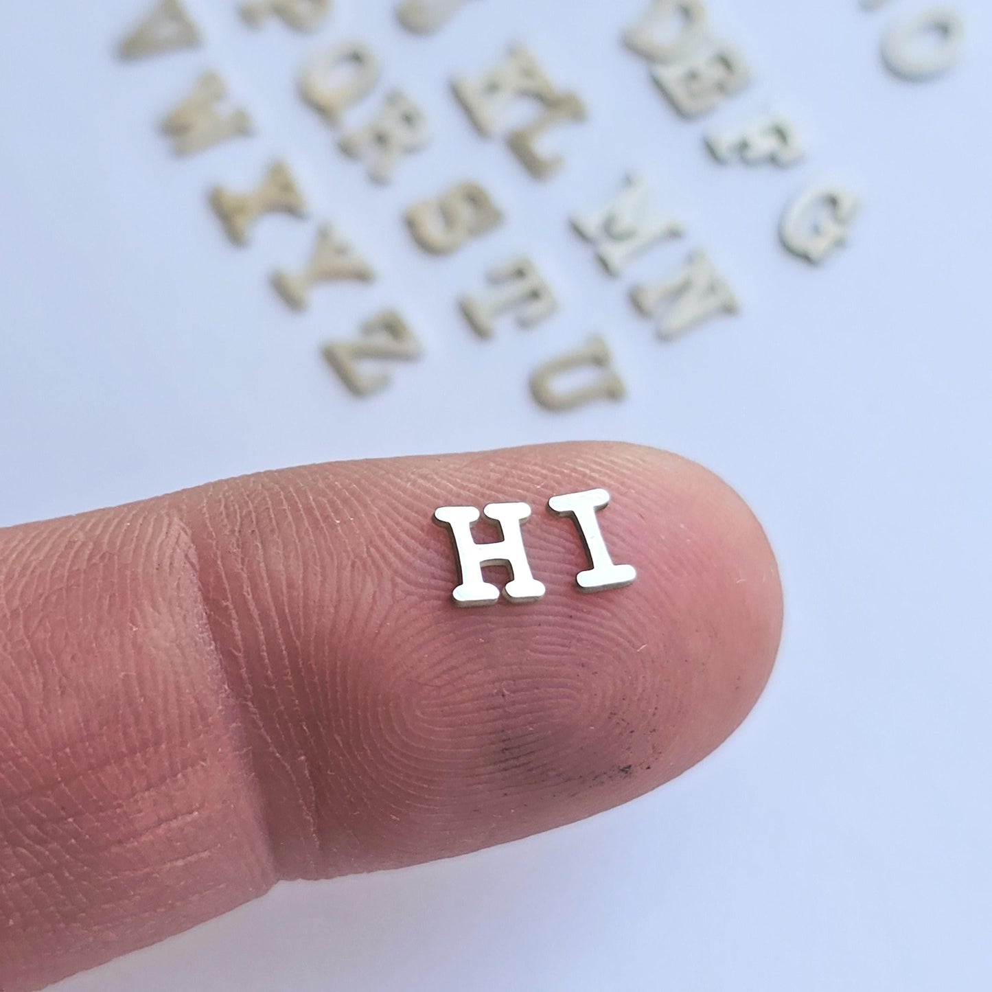 Sterling silver 4mm typewriter letter components, letter Cut outs, Newspaper Letters, alphabet, letter cut outs