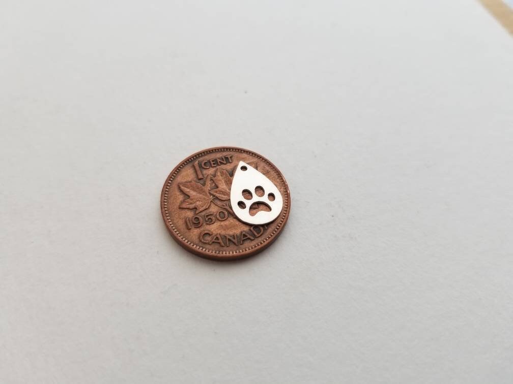 Sterling silver paw charms, diy jewellery, animal charms, paw print jewelry, set of 2