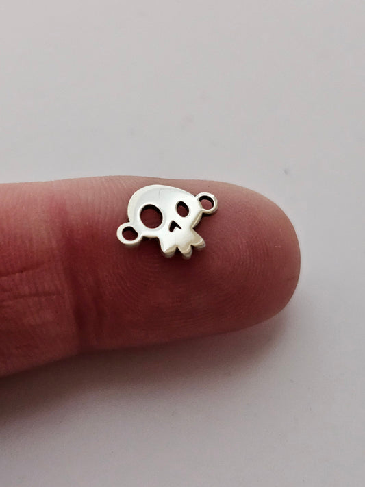 Permanent Jewelry Charm, Skull Charm, Permanent Jewelry Connectors, Sterling Silver