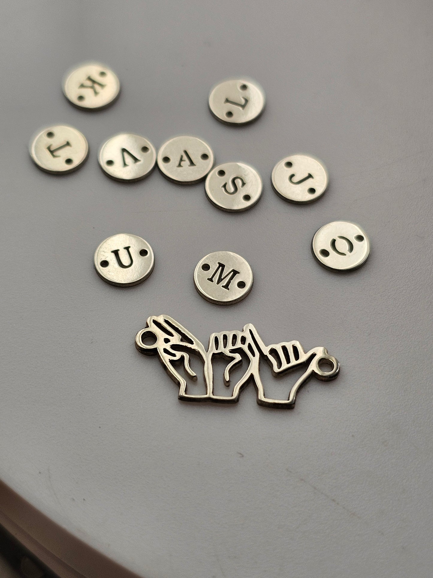 Sterling silver alphabet, 5mm letter components, letter Cut outs, Letter Charms, Permanent Jewelry Alphabet Connectors, Best Seller Charm