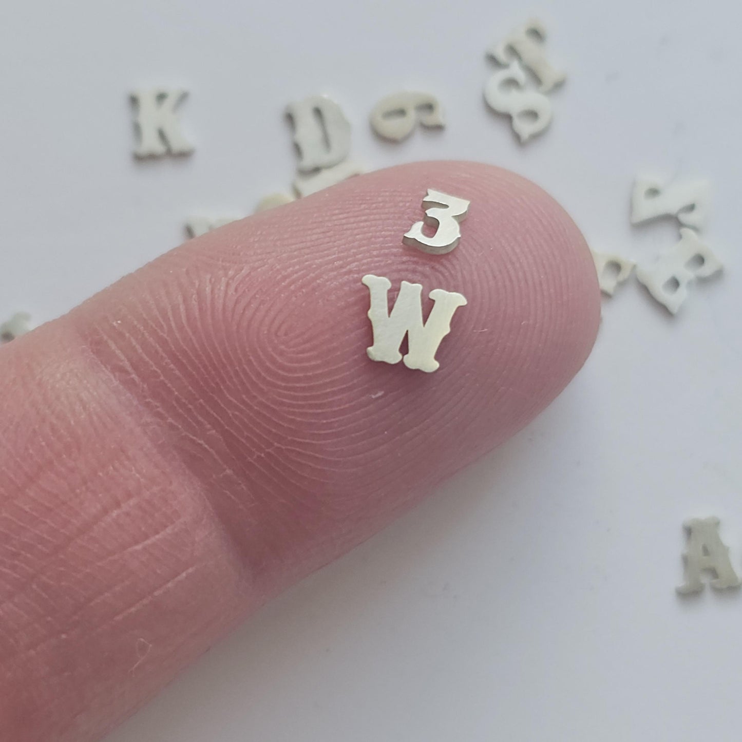 Sterling silver alphabet, 4mm letter components, letter Cut outs, Western Letters, western numbers, 4mm number components