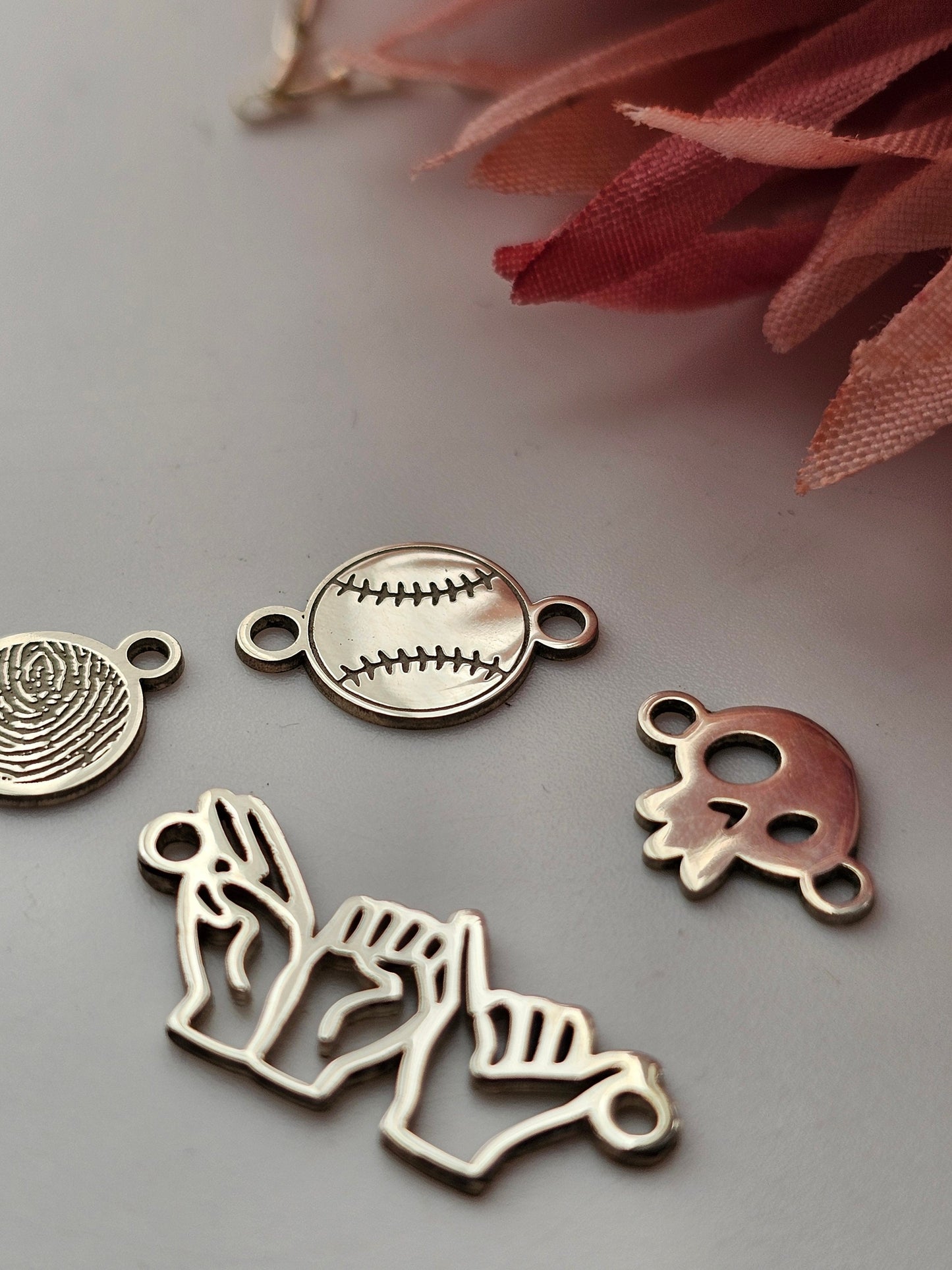 Permanent Jewelry Charm, Skull Charm, Permanent Jewelry Connectors, Sterling Silver