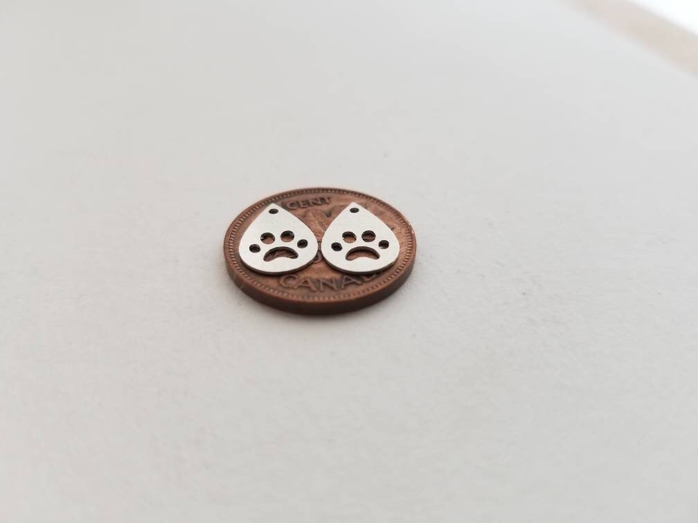 Sterling silver paw charms, diy jewellery, animal charms, paw print jewelry, set of 2