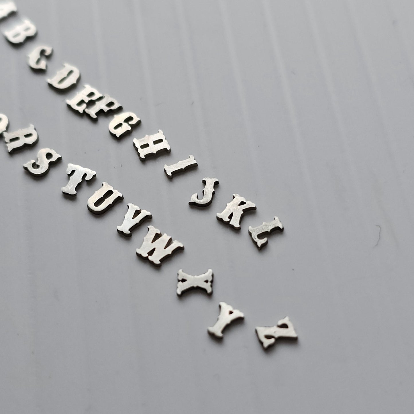 3MM Sterling silver letters, TINY letter components, letter Cut outs, Western Letters