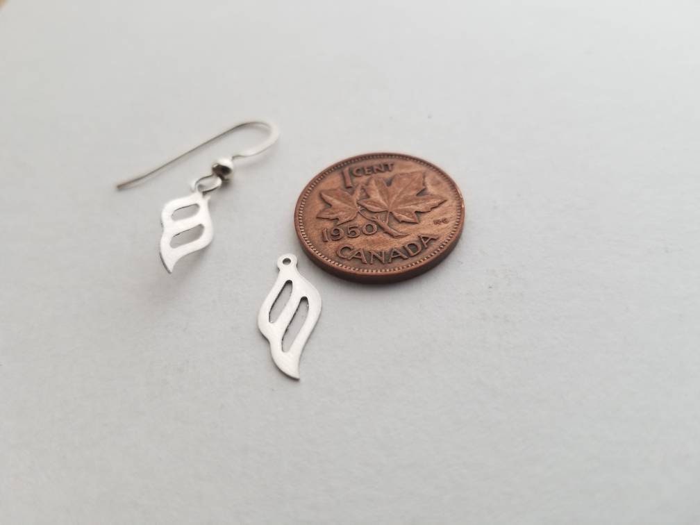 Sterling silver twist charm, spiral charm, set of 2, diy jewelry, necklace charms, wing charm