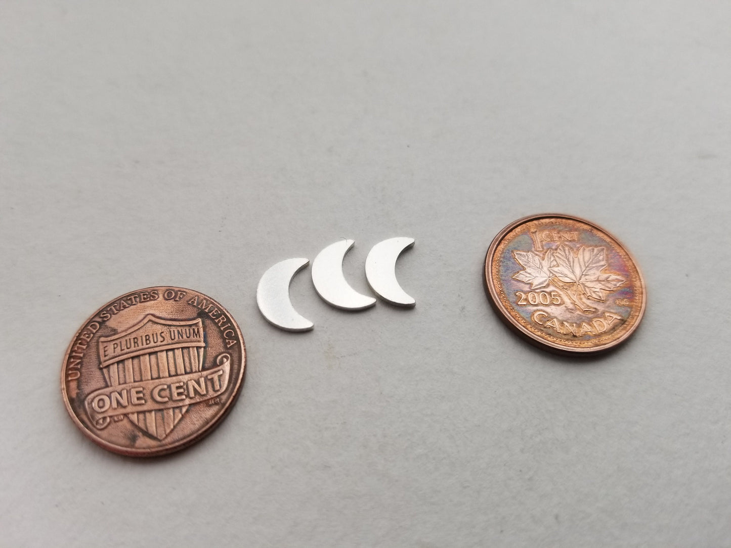 9mm Sterling silver moon blank, set of 5 solderable moon accent, stamping blanks, moon component