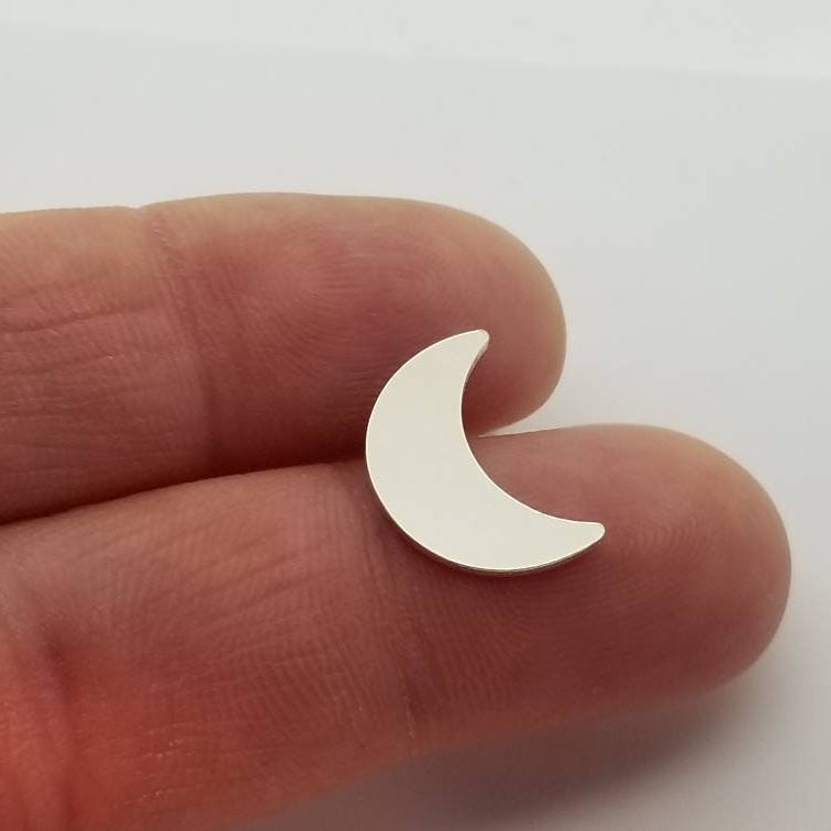 15mm Sterling silver moon blank, stamping blanks, moon tag, moon component