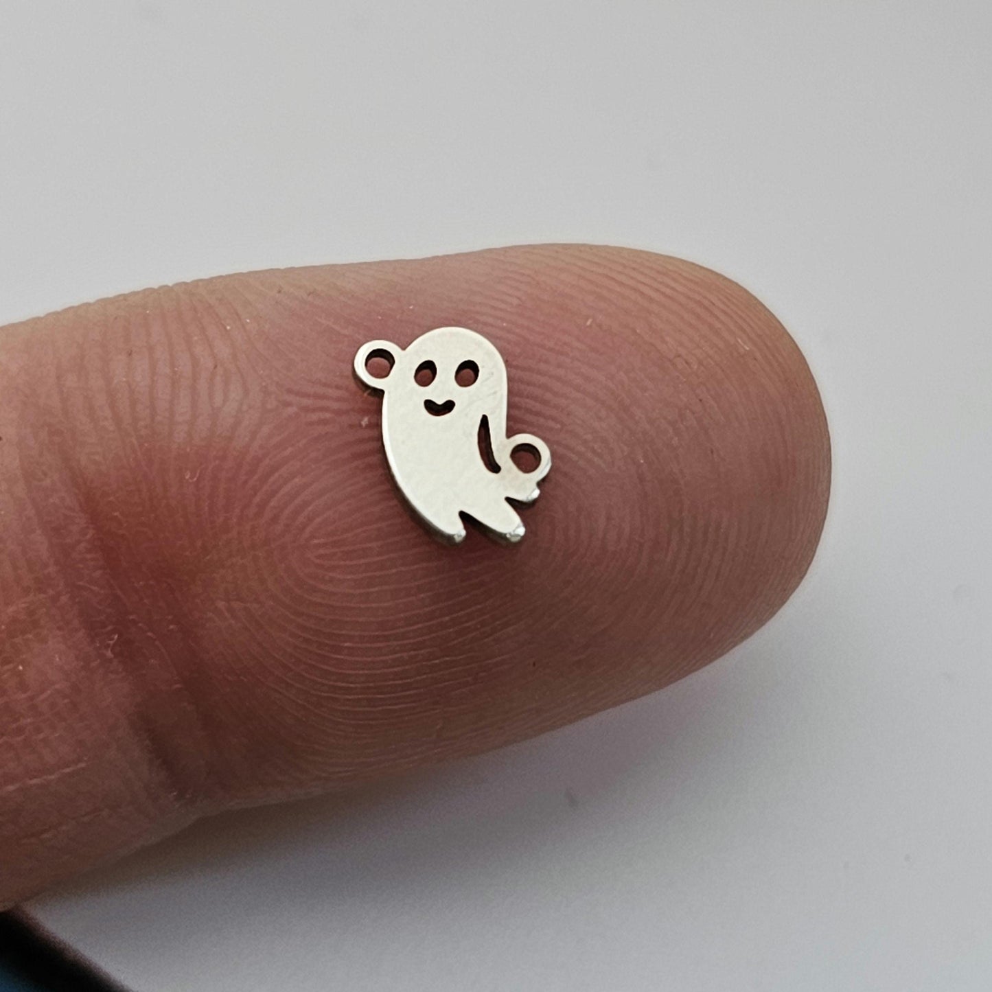 Permanent Jewelry Charm, Small Ghost Charm, Permanent Jewelry Connectors, Sterling Silver, Autumn PJ Charms