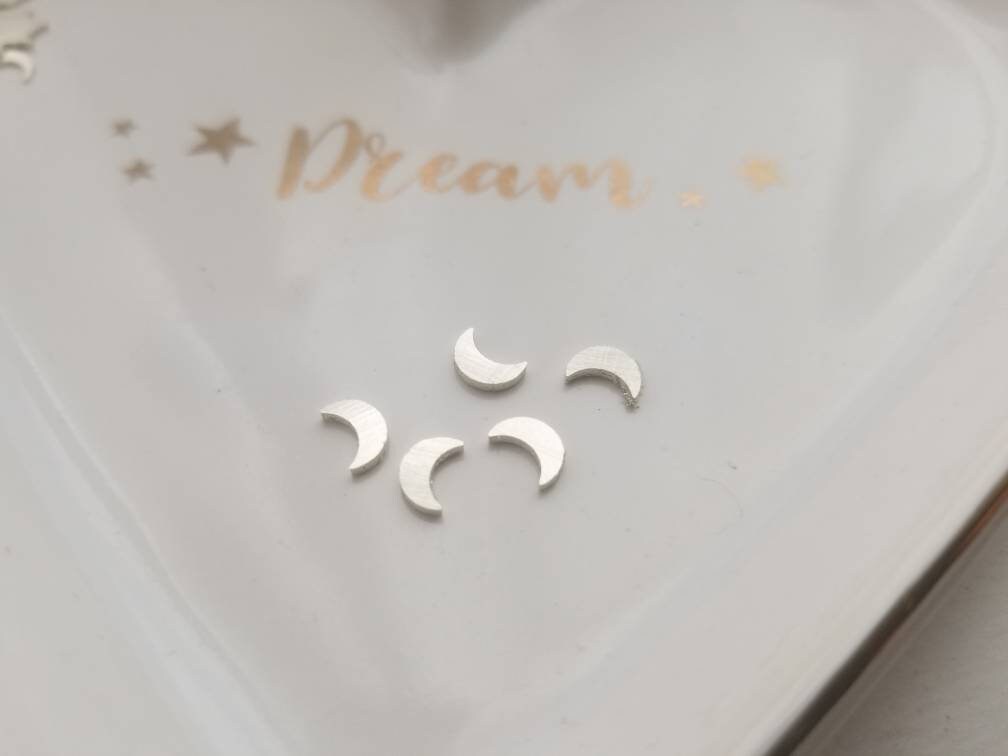 5mm sterling silver moon, crescent moon embellishment, set of 5, teeny tiny moon component