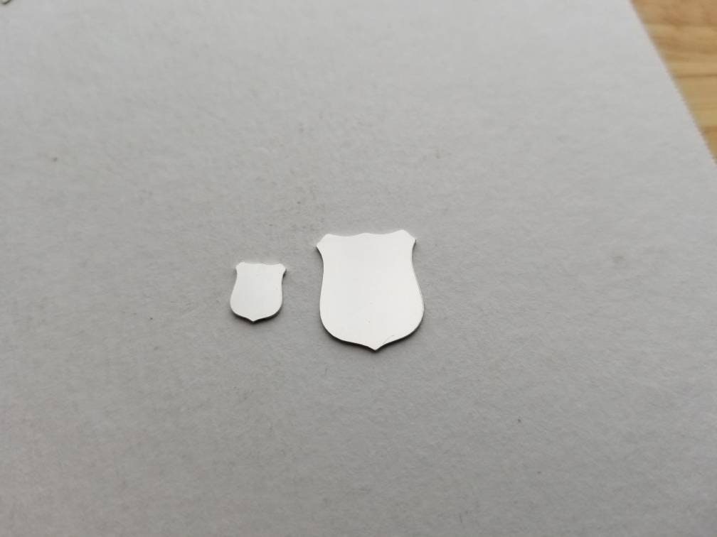 Small Police Badge stamping blank, police badge component, police badge, sterling silver badge