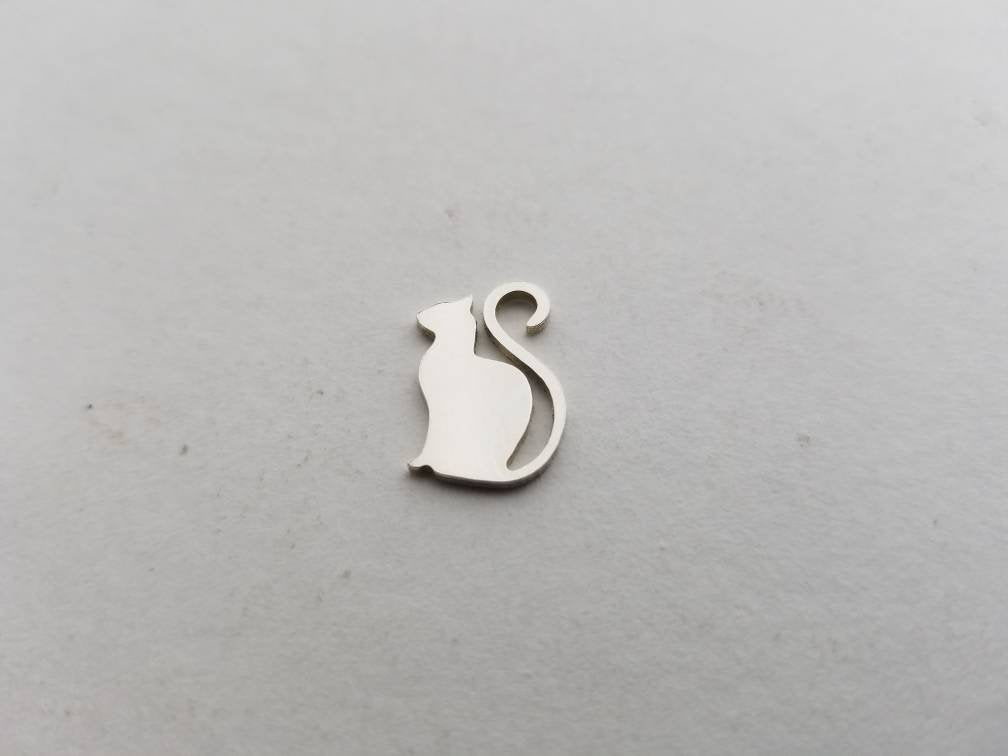 Sterling Silver Cat Blank, cat embellishments, solderable silver accents