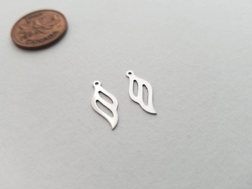 Sterling silver twist charm, spiral charm, set of 2, diy jewelry, necklace charms, wing charm