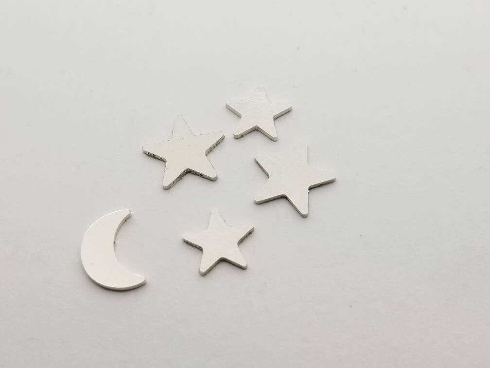 8mm sterling silver star, star blank, set of 5, solderable embellishments, silversmithing supplies
