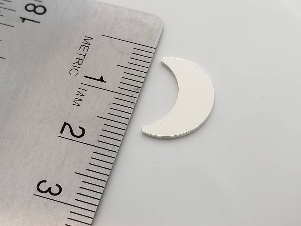 15mm Sterling silver moon blank, stamping blanks, moon tag, moon component