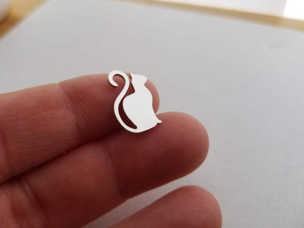 Sterling Silver Cat Blank, cat embellishments, solderable silver accents