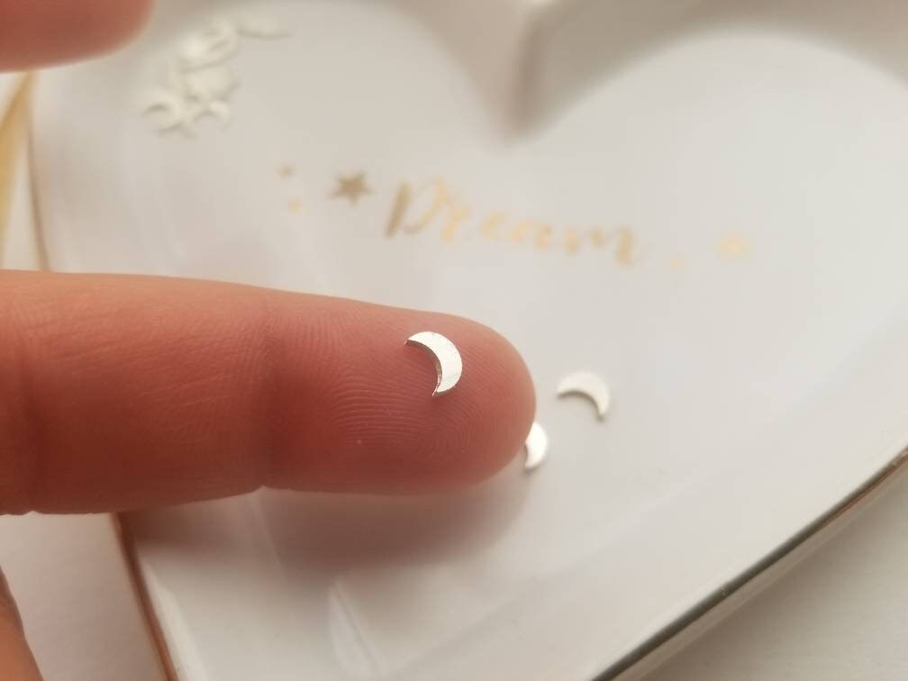 5mm sterling silver moon, crescent moon embellishment, set of 5, teeny tiny moon component