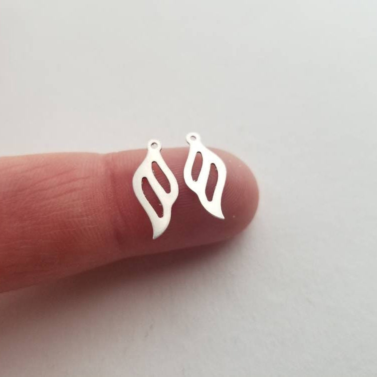 Sterling silver twist charm, spiral charm, set of 2, diy jewelry, necklace charms, wing charm