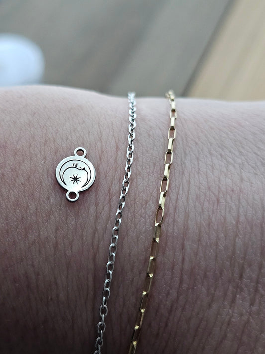Permanent Jewelry Charm, Moon Charm, Permanent Jewelry Connectors, Sterling Silver