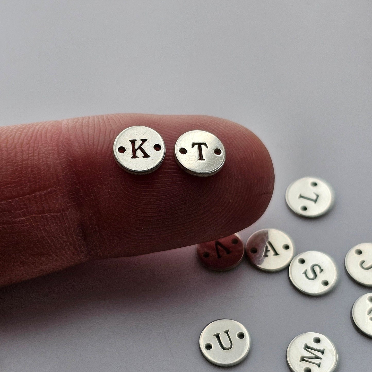 Sterling silver alphabet, 5mm letter components, letter Cut outs, Letter Charms, Permanent Jewelry Alphabet Connectors, Best Seller Charm