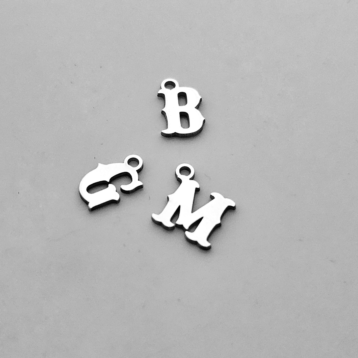 Sterling silver alphabet charm, 6mm letter components, letter charms, Western Letters