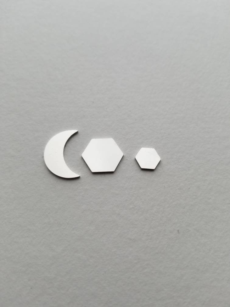 Sterling silver Hexagon Blank, set of 5, hexagon component, DIY Jewelry