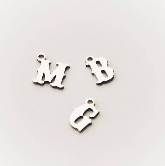 Sterling silver alphabet charm, 6mm letter components, letter charms, Western Letters