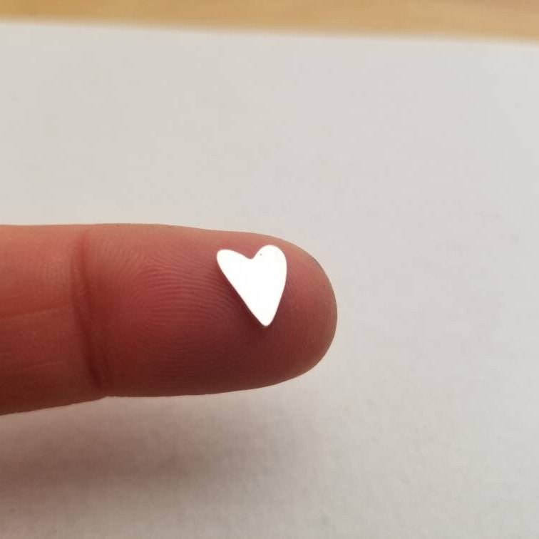 Sterling silver funky heart blank, stamping blanks, silver solderable components, Set of 5