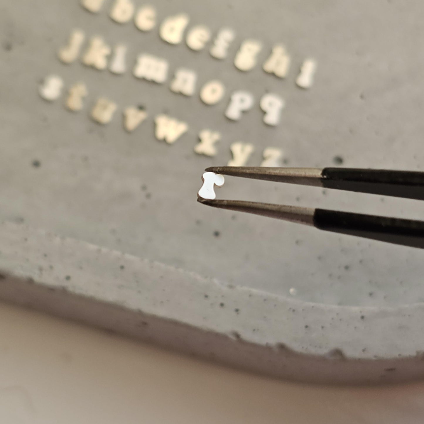 3mm Retro Complete Alphabet, Hippie letter components, letter cut outs, Solderable Alphabet, lowercase sterling silver letters