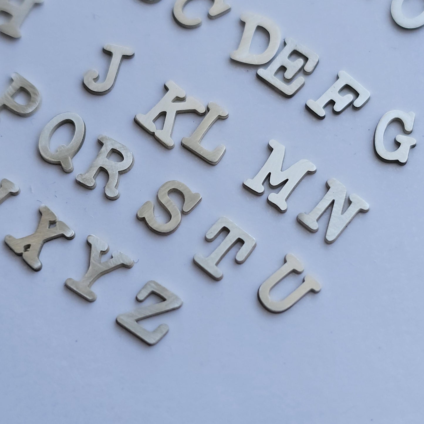 Sterling silver 4mm typewriter letter components, letter Cut outs, Newspaper Letters, alphabet, letter cut outs