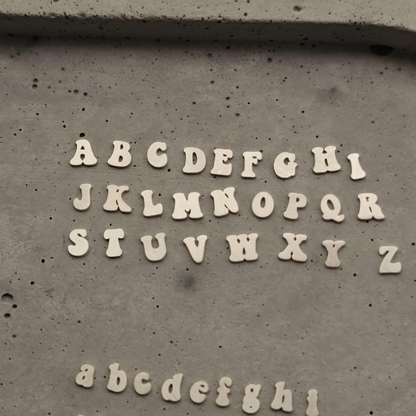 4mm Retro Sterling silver Alphabet, Hippie letter components, letter cut outs, Solderable Alphabet