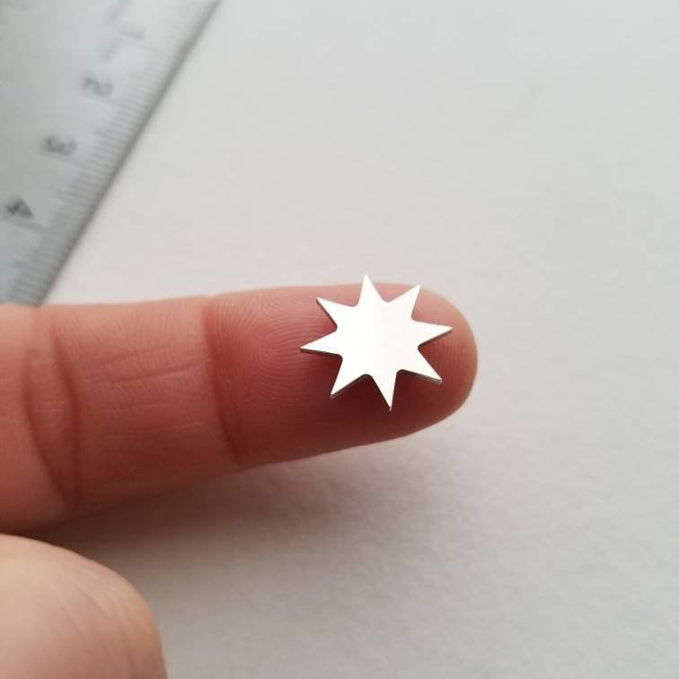 8 pointed star embellishment, sterling silver components,