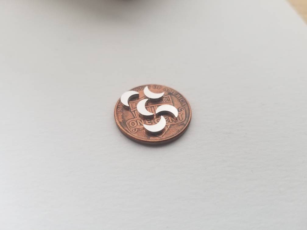 5mm sterling silver moon, crescent moon embellishment, set of 5, teeny tiny moon component