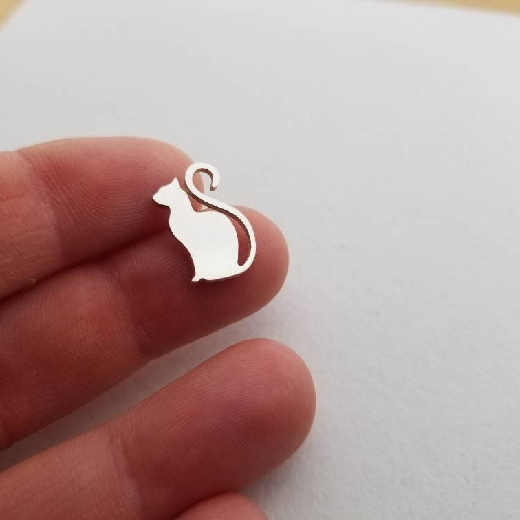 Sterling Silver Cat Blank, cat embellishments, solderable silver accents
