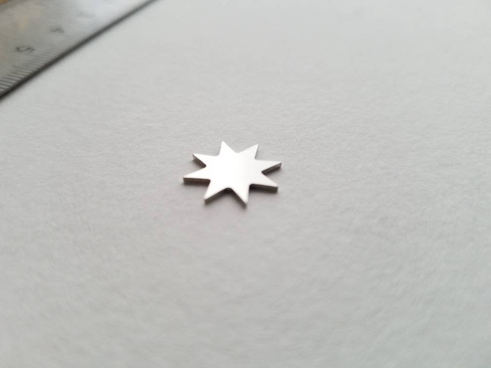 8 pointed star embellishment, sterling silver components,