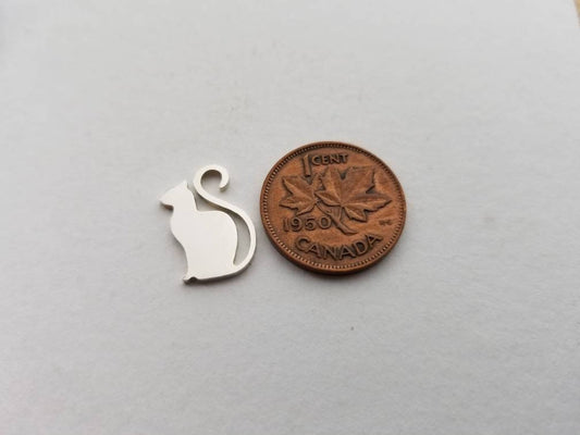 Sterling Silver Cat Blank, cat embellishments, solderable silver accents