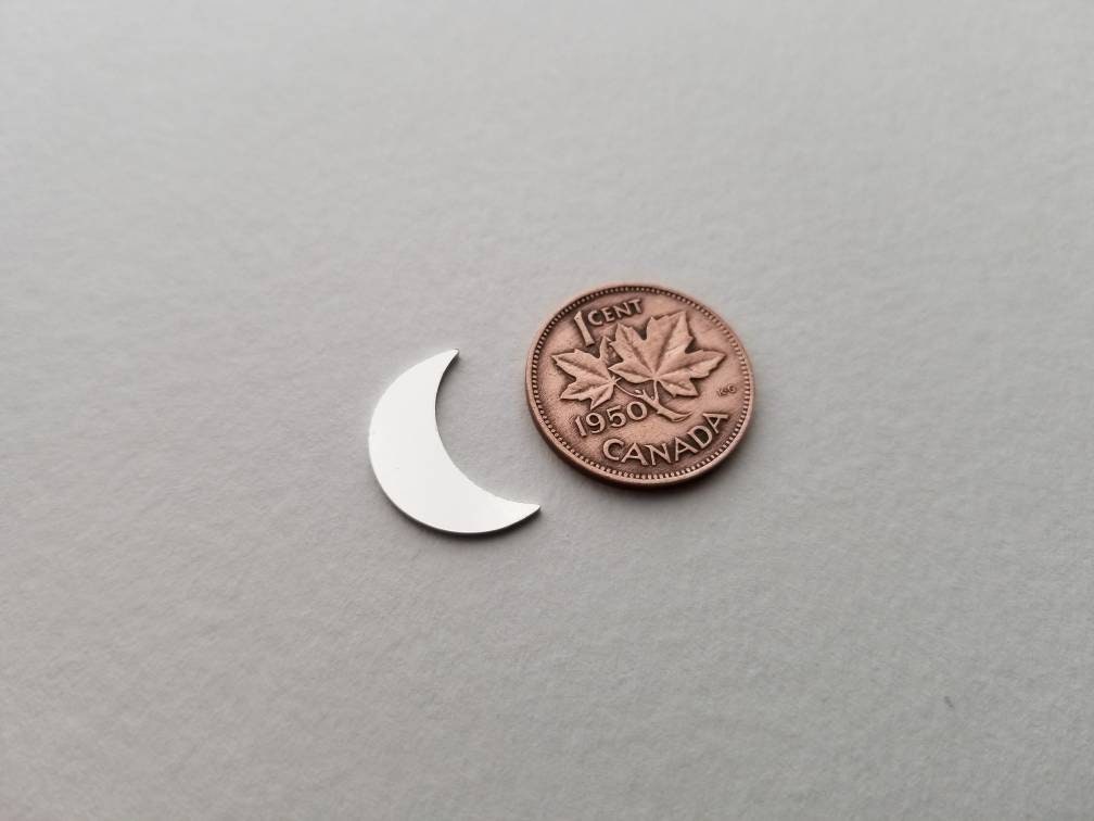 16mm Sterling Silver Crescent Moon, Sterling Silver Blank, Moon Components