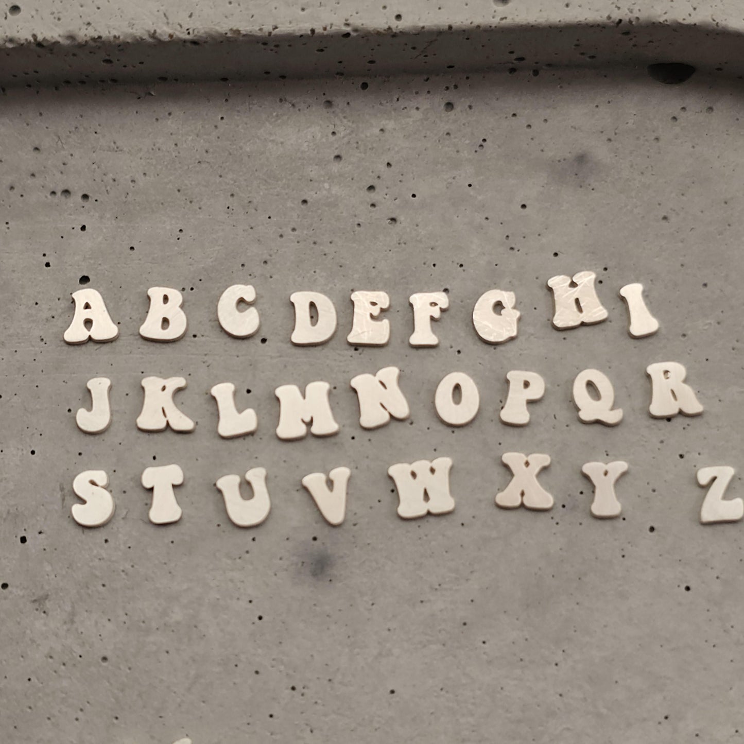 4mm Retro Sterling silver Alphabet, Hippie letter components, letter cut outs, Solderable Alphabet