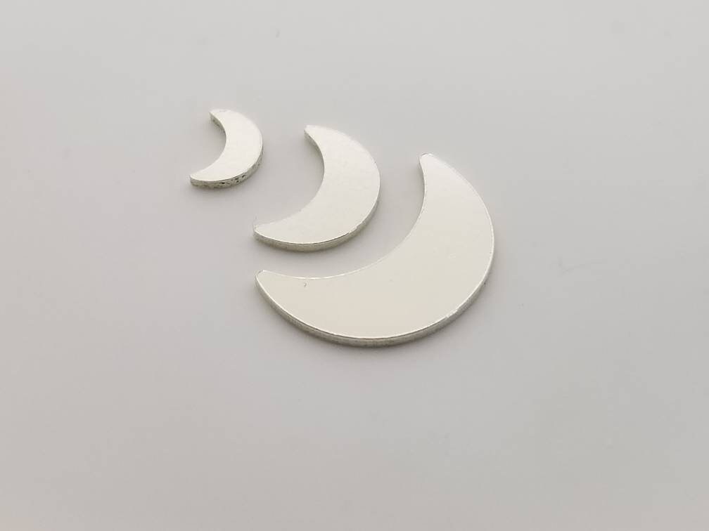 15mm Sterling silver moon blank, stamping blanks, moon tag, moon component