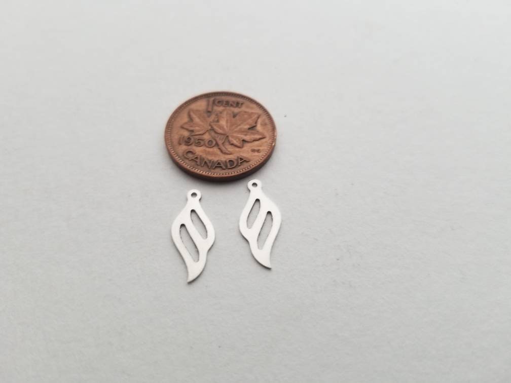 Sterling silver twist charm, spiral charm, set of 2, diy jewelry, necklace charms, wing charm