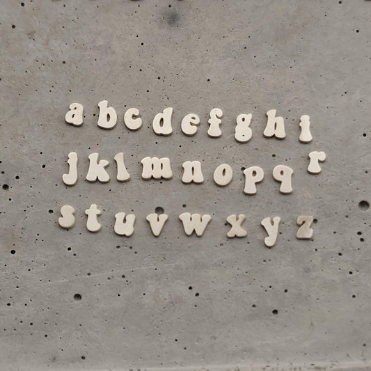 3mm Retro Complete Alphabet, Hippie letter components, letter cut outs, Solderable Alphabet, lowercase sterling silver letters