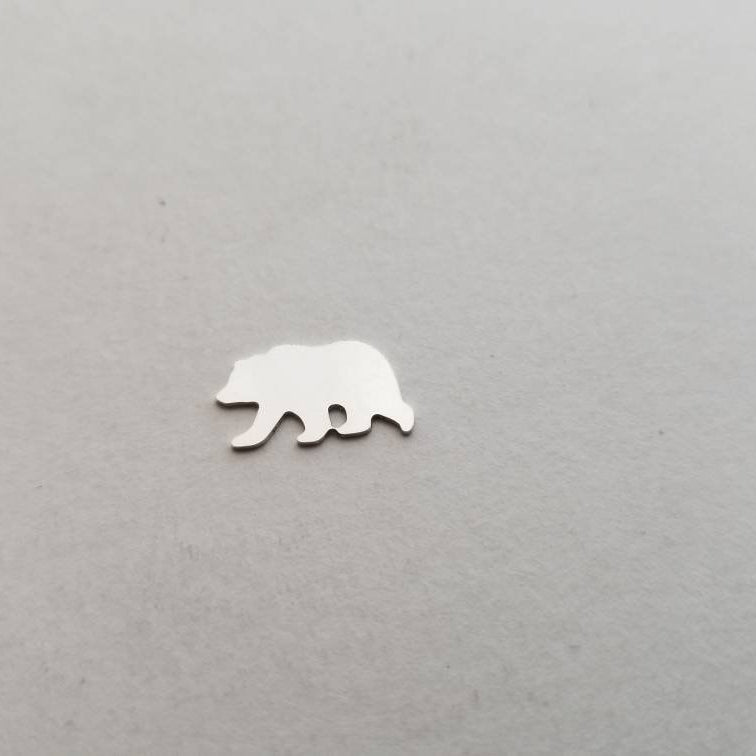 Sterling silver small bear component, set of 5, bear, solderable Mama bear