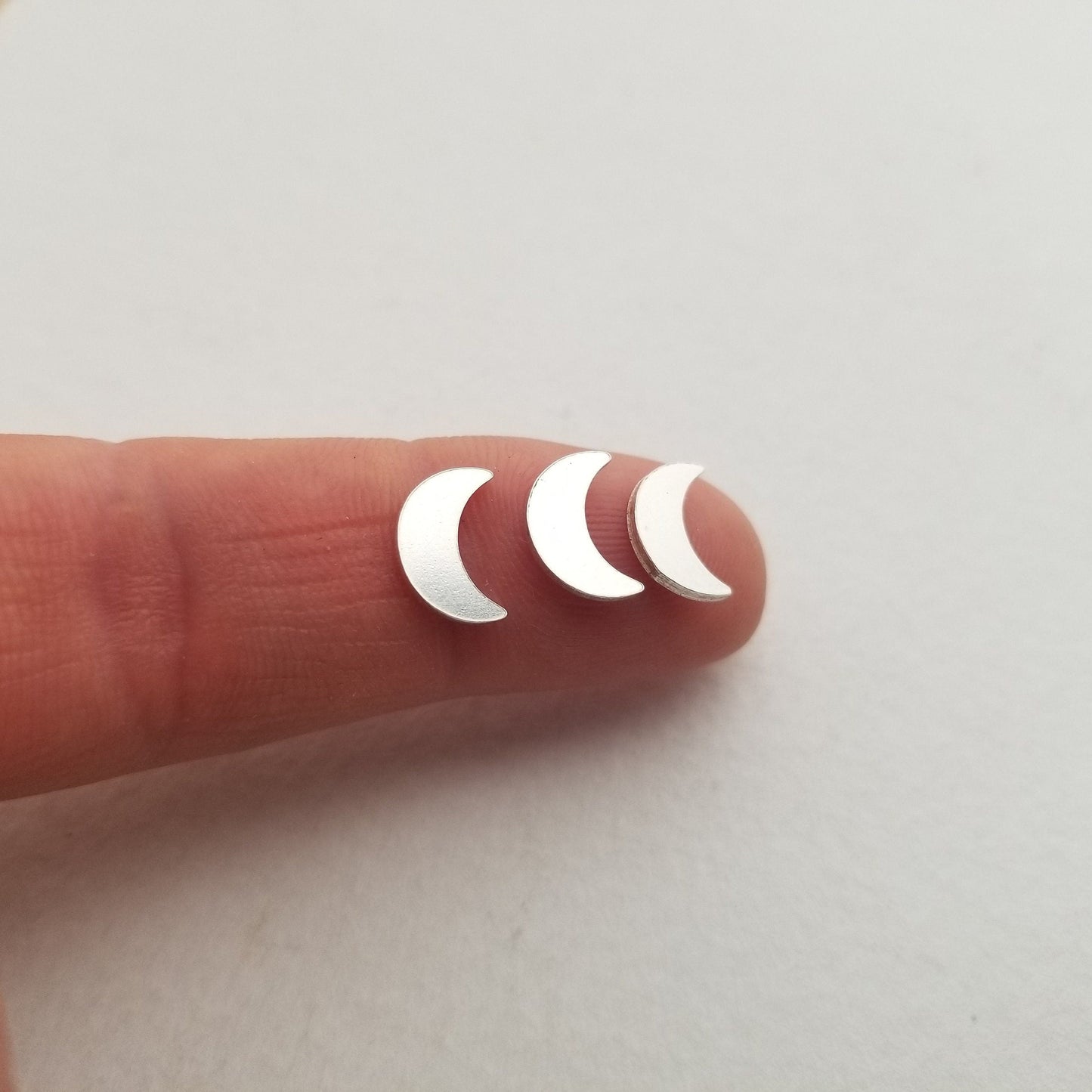 9mm Sterling silver moon blank, set of 5 solderable moon accent, stamping blanks, moon component