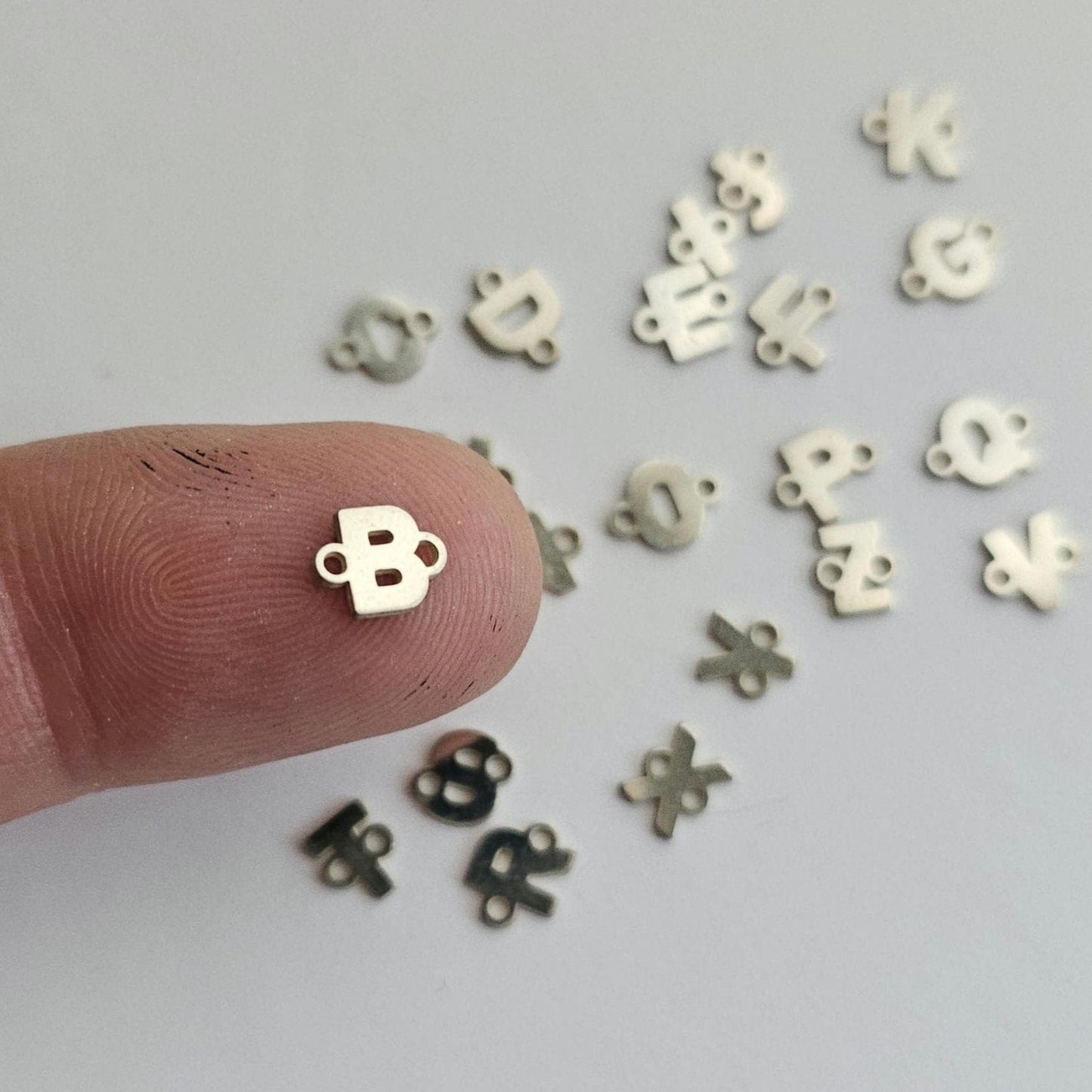 Sterling silver alphabet charm, 4mm letter components, letter charms, Permanent Jewelry Charms