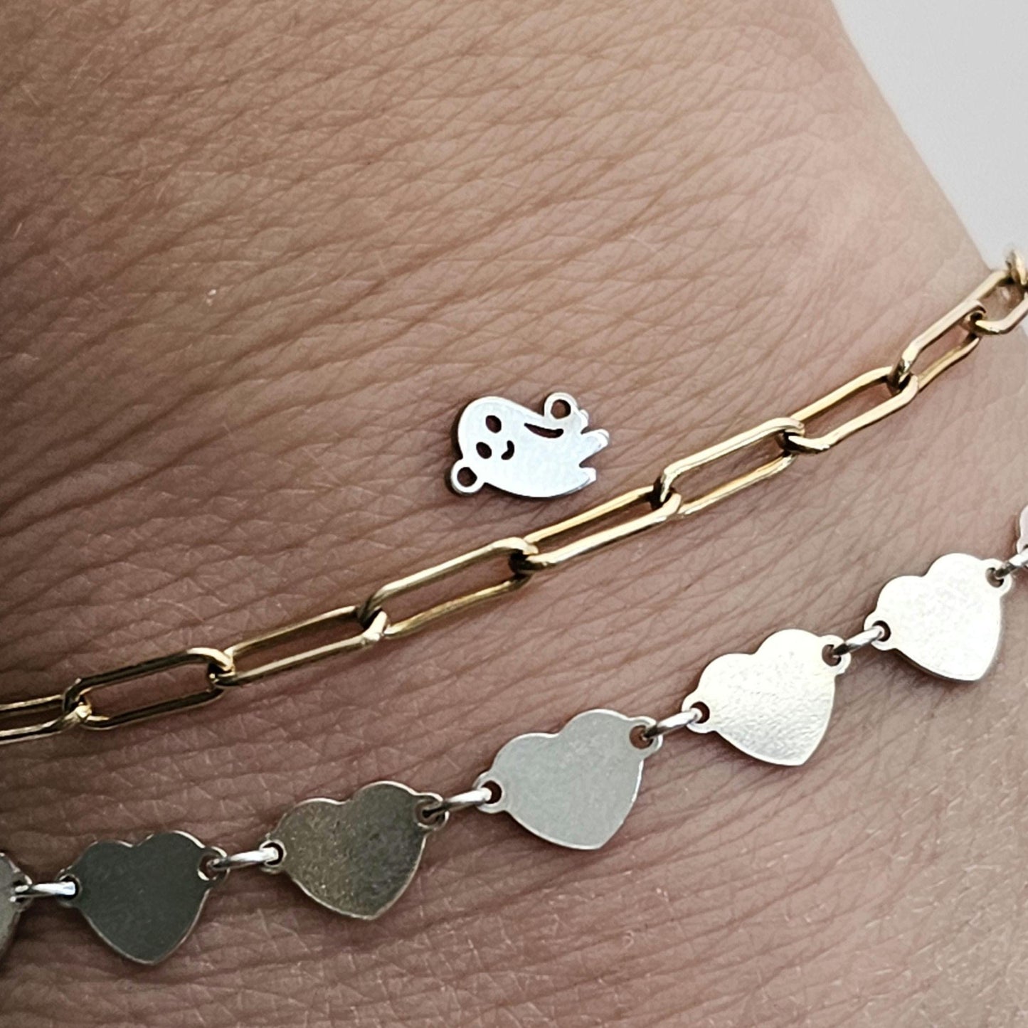 Permanent Jewelry Charm, Small Ghost Charm, Permanent Jewelry Connectors, Sterling Silver, Autumn PJ Charms