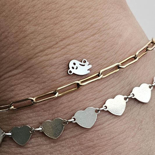 Permanent Jewelry Charm, Small Ghost Charm, Permanent Jewelry Connectors, Sterling Silver, Autumn PJ Charms