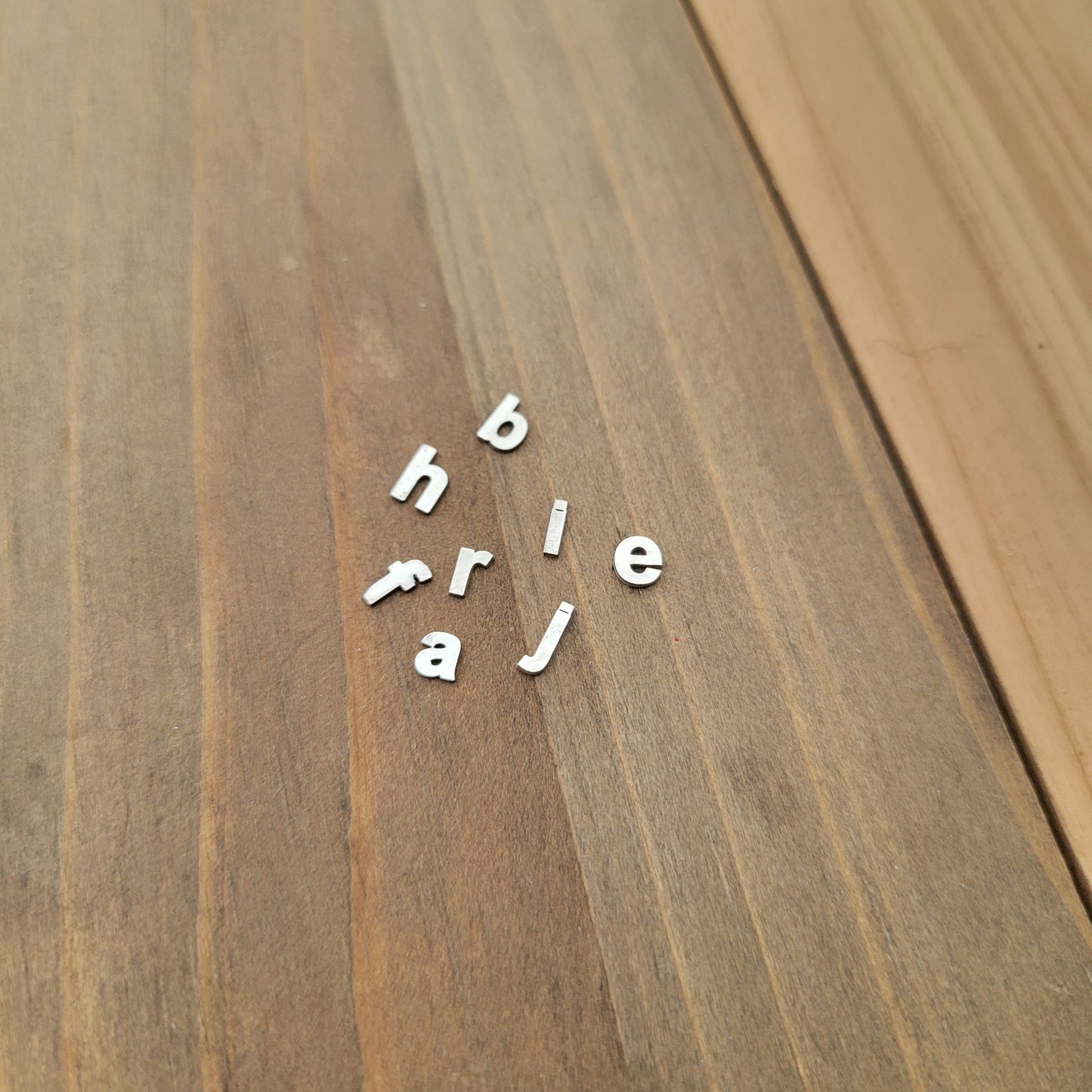 Sterling silver alphabet, lower case letters, letter components, letter Cut Outs