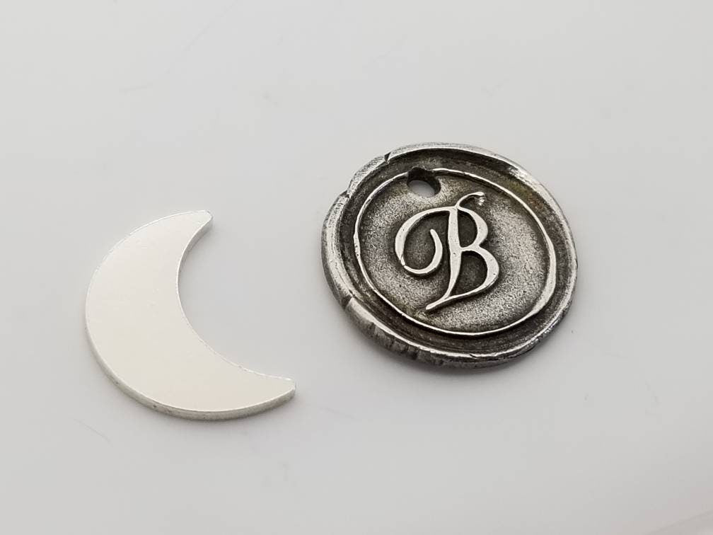 15mm Sterling silver moon blank, stamping blanks, moon tag, moon component