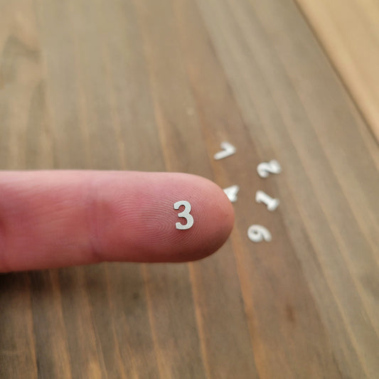 Sterling silver numbers, number components, number Cutouts, Cambria Font