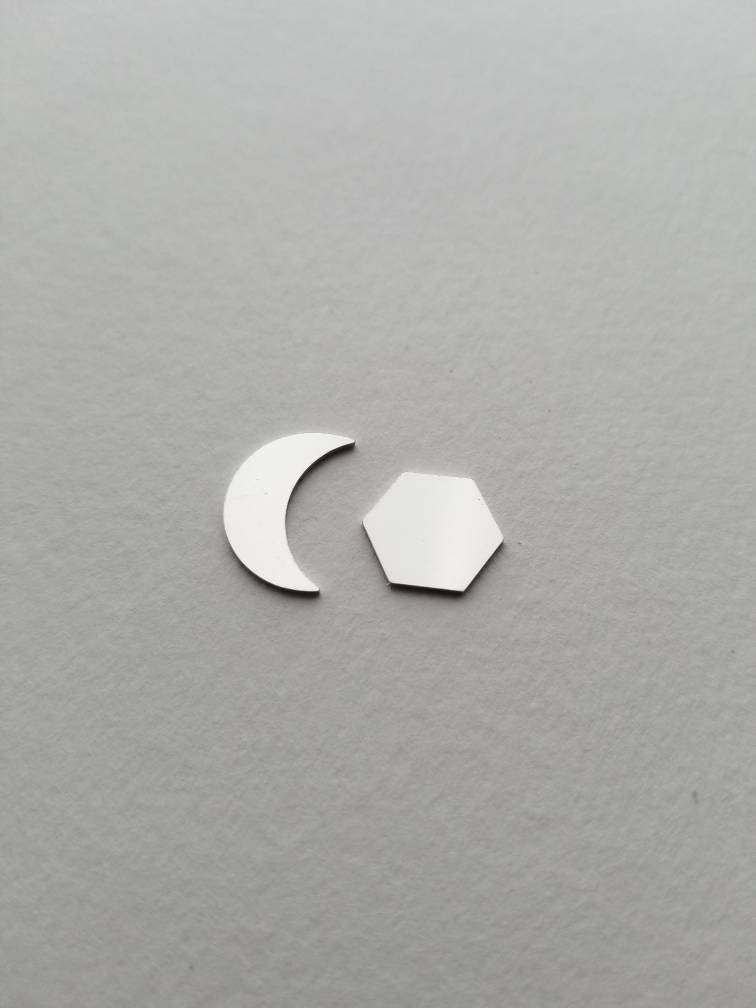 Sterling silver Hexagon Blank, set of 5, hexagon component, DIY Jewelry