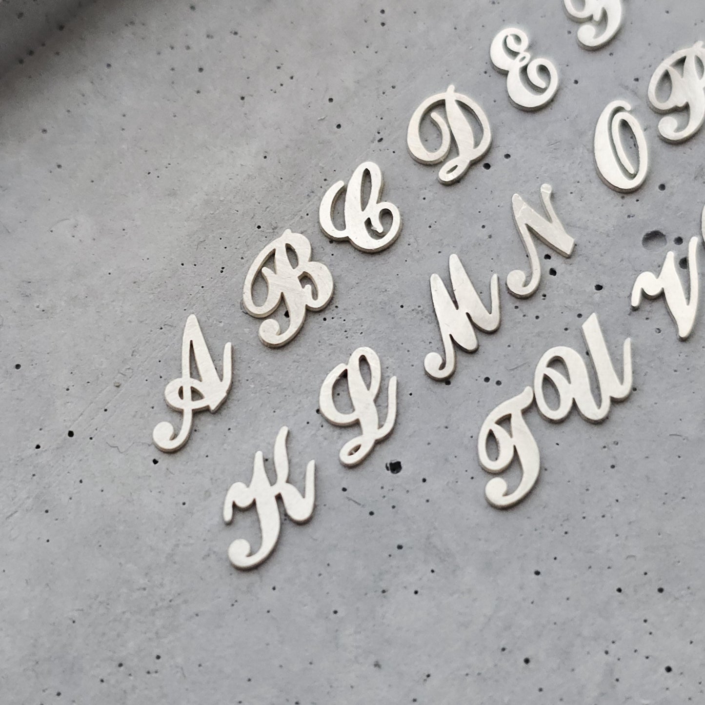 Sterling silver Script alphabet, 5.5mm letter components, letter charms, Cursive Letters